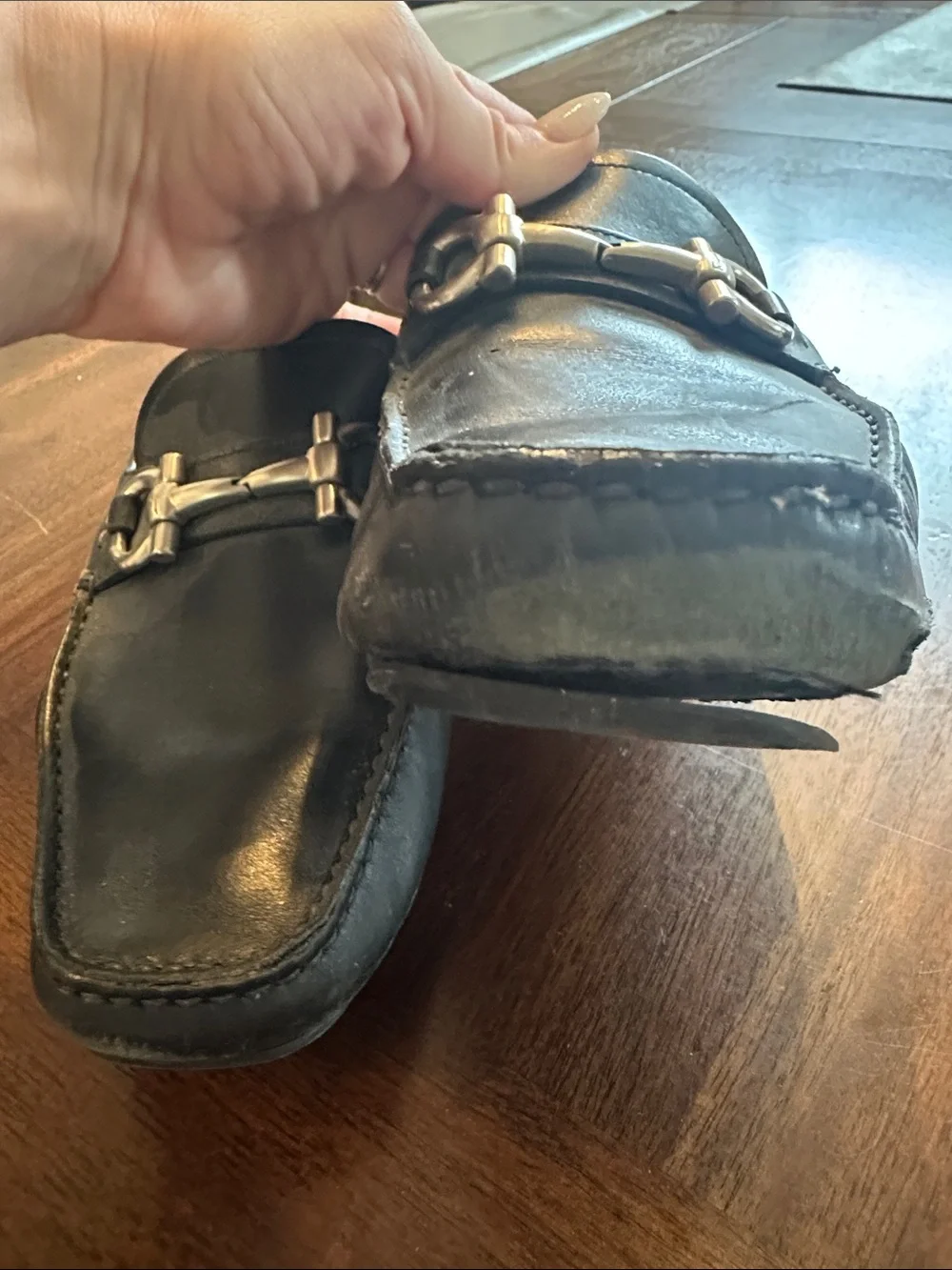 Salvatore Ferragamo Black Leather slip on Loafers